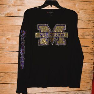 Michigan Long Sleeved Shirt with Wolverines on Sleeve XS S M L XL XXL 1X…